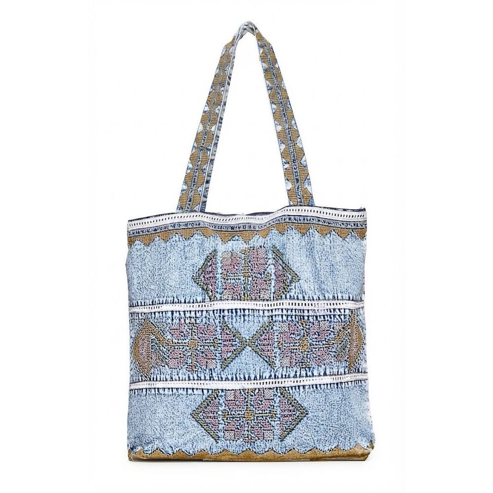 #275. POL Denim Bohemian Inspired Embroidered Tote Bag NWT